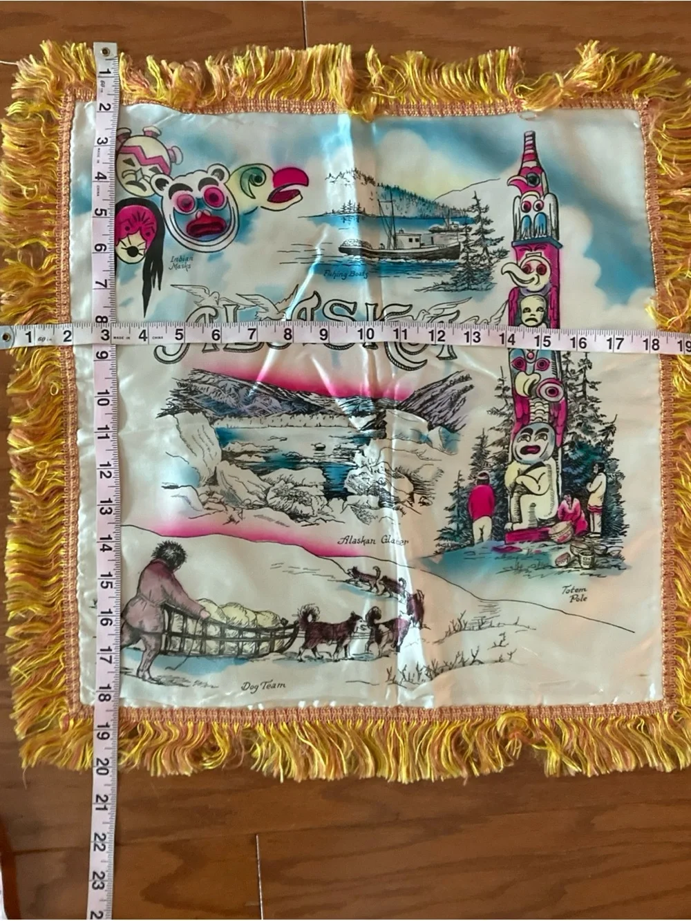 Vintage‎ 1950’s Satin Souvenir Pillow Case Alaska